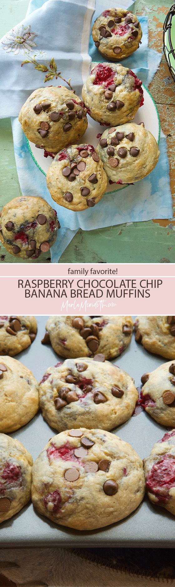 Raspberry Chocolate Chip Banana Bread Muffins recipe